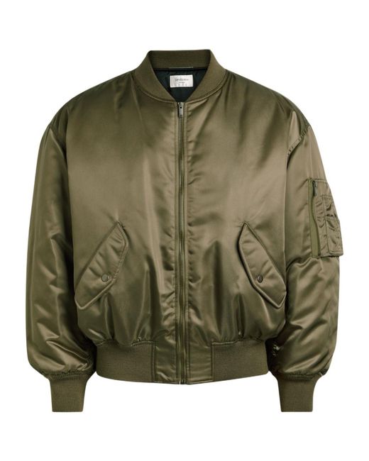 Saint Laurent Green Padded Satin Bomber Jacket for men