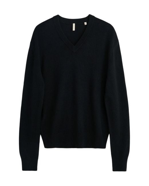 sunflower Black V-Neck Wool Knit Sweater for men