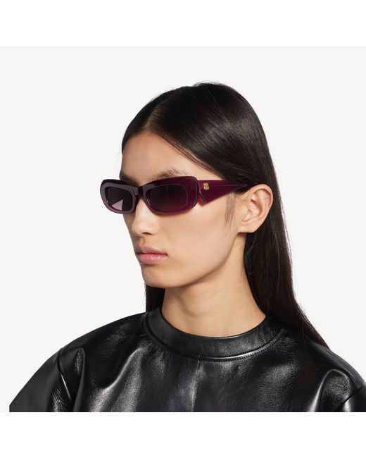 Balenciaga Purple Eyewear Diva Rectangle Frame Sunglasses