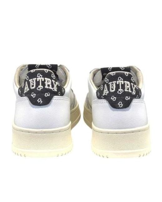 Autry White Lace-Up Low-Top Sneakers for men