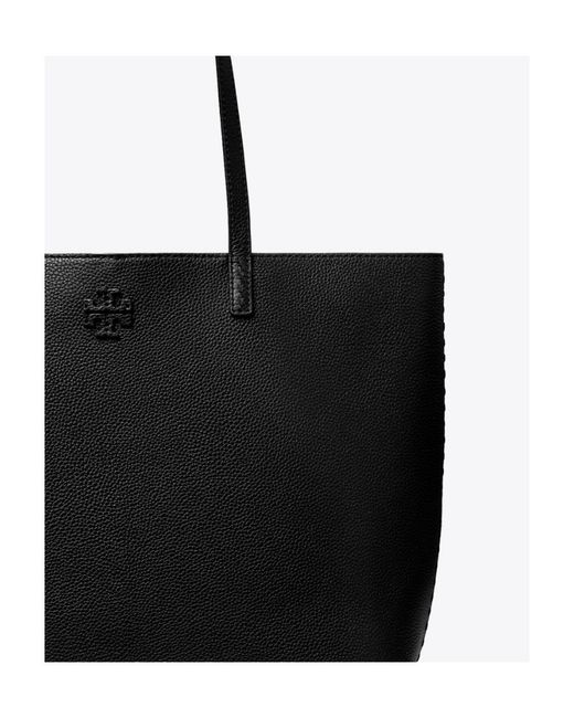 Tory Burch Black Mcgraw Logo Patch Tote Bag