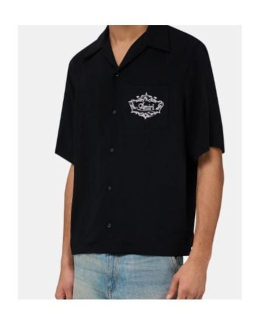 Amiri Blue Chateau Crest Camp Bowling Shirt for men