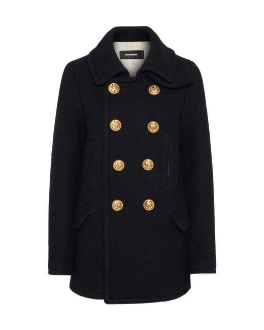 DSquared² Blue Double-Breasted Coat