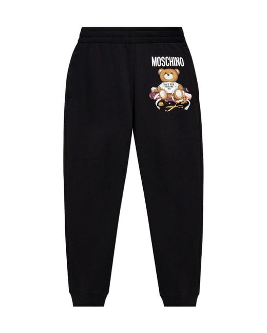 Moschino Black Teddy Bear-Print Cotton Track Pants for men