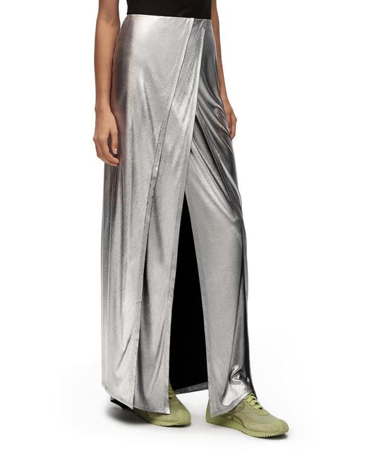 Loewe Gray Draped Midi Skirt