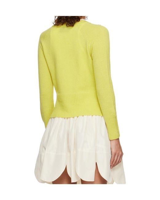 Simone Rocha Yellow Long-Sleeved Cashmere Knit Cardigan