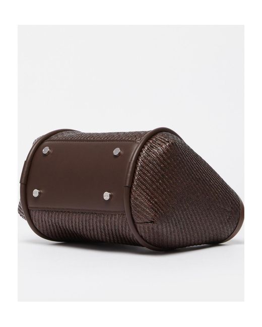 Max Mara Brown Logo Plaque Top Handle Bag