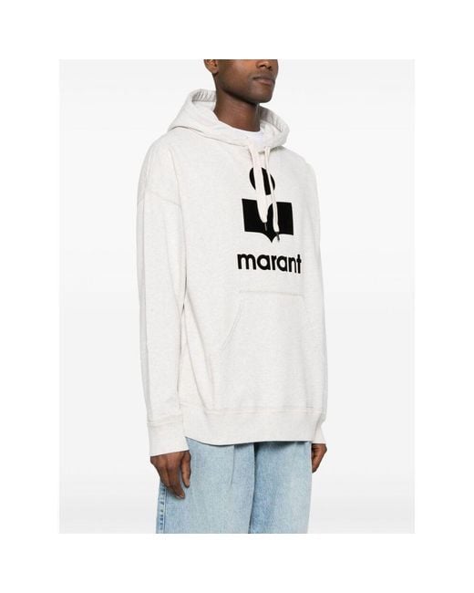 Isabel Marant White Miley Logo Flocked Hoodie for men
