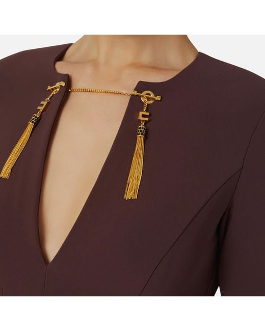 Elisabetta Franchi Red Chain Embellished Midi Dress