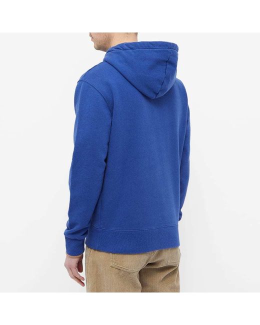 Maison Kitsuné Blue Embroidered Hooded Sweater for men