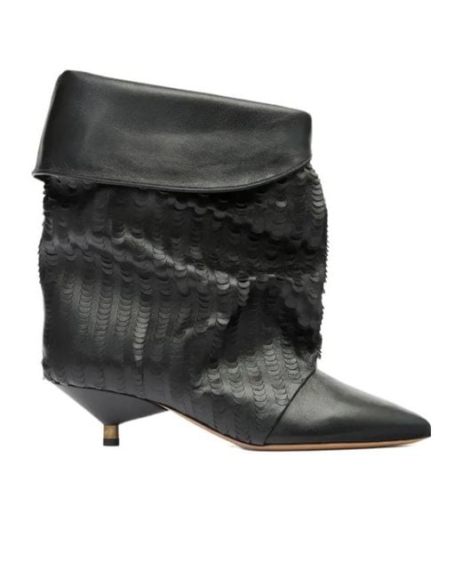 Isabel Marant Black Pointed-Toe Embossed Boots