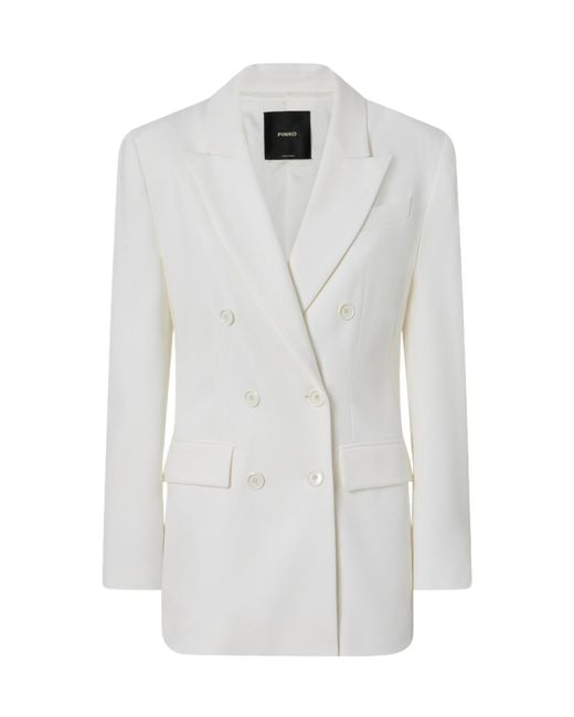 Pinko White Elegant Double-Breasted Blazer