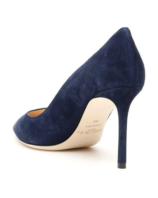 Jimmy Choo Blue Romy 85 Pumps