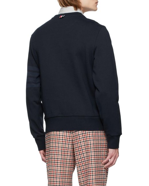Thom Browne Blue 4-Bar Crewneck Sweatshirt for men