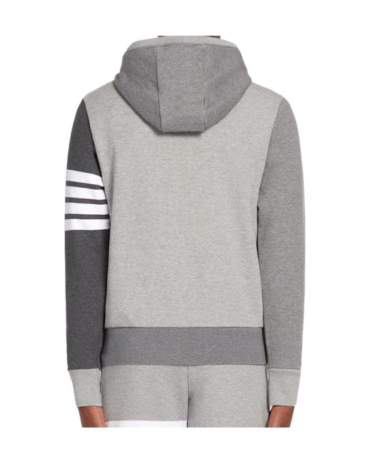 Thom Browne Gray Logo Detailed Drawstring Hoodie for men