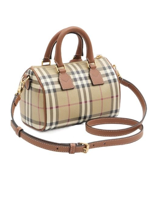Burberry Metallic Check Printed Zipped Bowling Tote Bag