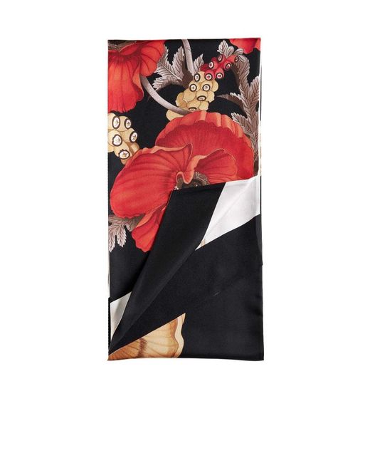 Ferragamo Red Floral Printed Scarf