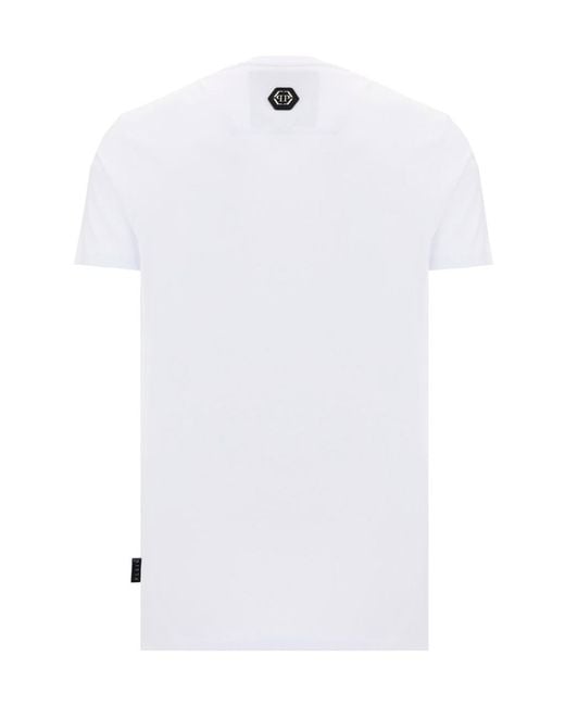 Philipp Plein White Logo-Print Crew Neck T-Shirt for men