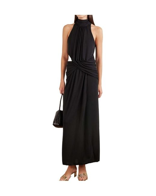 Johanna Ortiz Black Draped Stretch-Jersey Maxi Dress