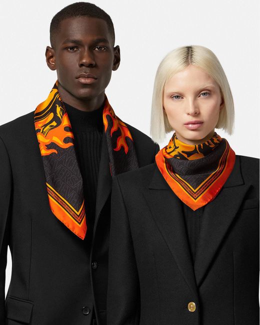 Versace Orange Pattern Scarf for men