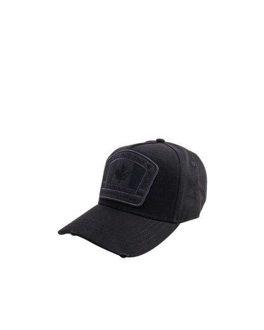 DSquared² Blue Flag Patch Distressed Baseball Cap for men