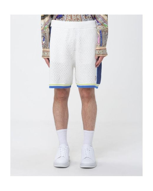 Casablanca Blue Logo Patch Crochet Shorts for men