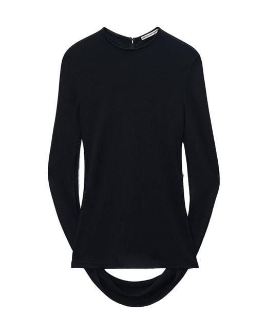Alexander Wang Blue Drape Back Long-Sleeved Top