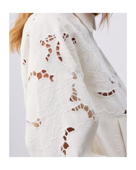 Liu Jo White Openwork Embroidered Bomber Jacket