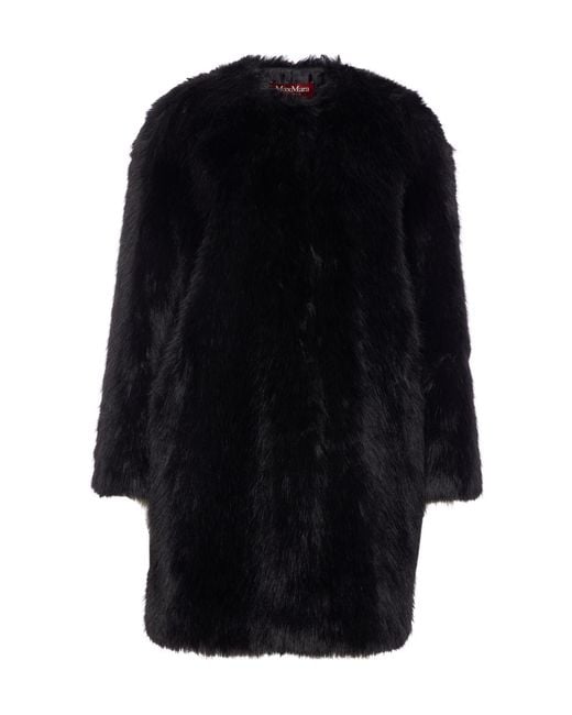 Max Mara Black Studio Eros Crewneck Long-Sleeved Coat