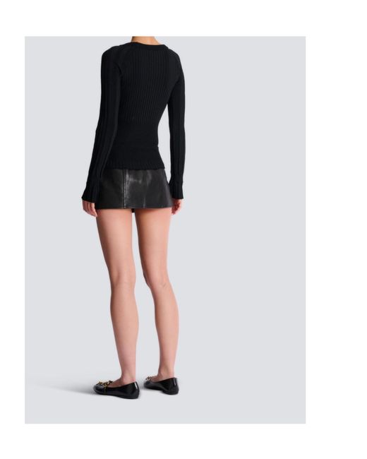 Balmain Black Buttons Knit Top
