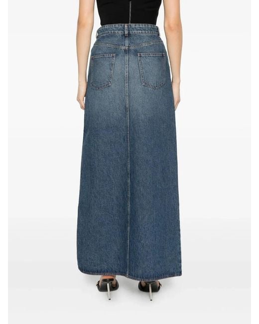 Coperni Blue Garder Side-Split Belted Denim Skirt
