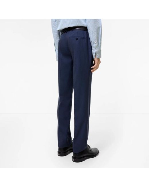 Burberry Blue Wool Bond Tailored Trousers for men