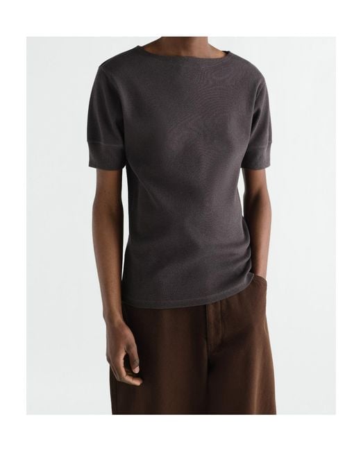 Lemaire Gray Boat-Neck T-Shirt for men