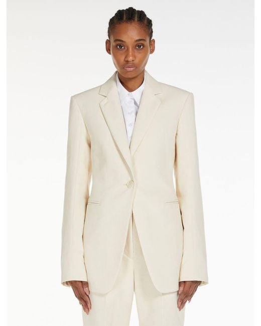 Sportmax White Anselmo Single-Breasted Tailored Blazer