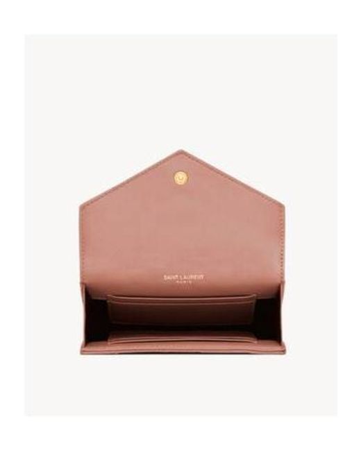 Saint Laurent Pink Cassandre Matelassé Small Envelope Wallet