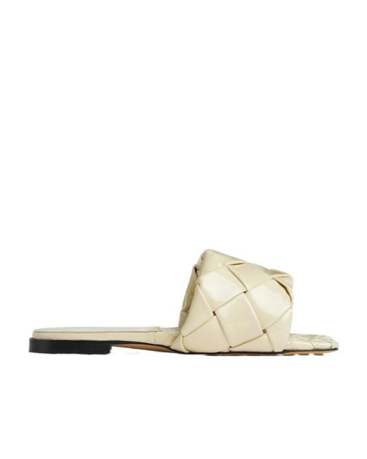 Bottega Veneta White Lido Flat-Soled Sandals