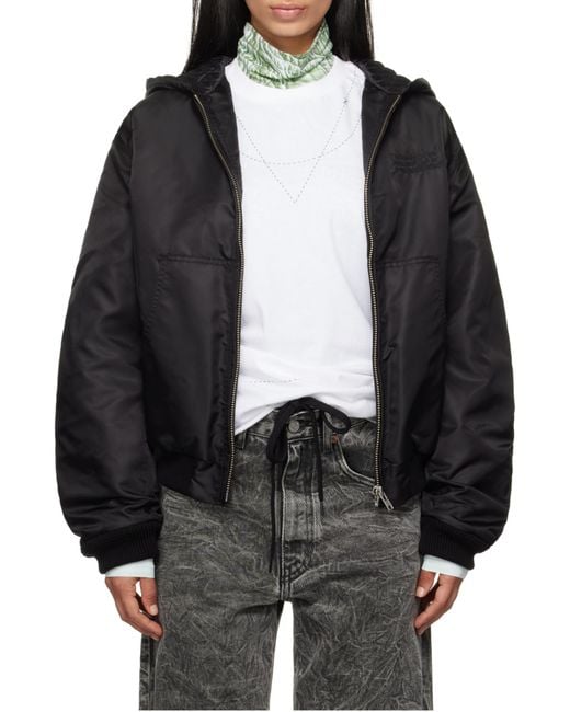MM6 by Maison Margiela Black Zip-Up Hooded Jacket