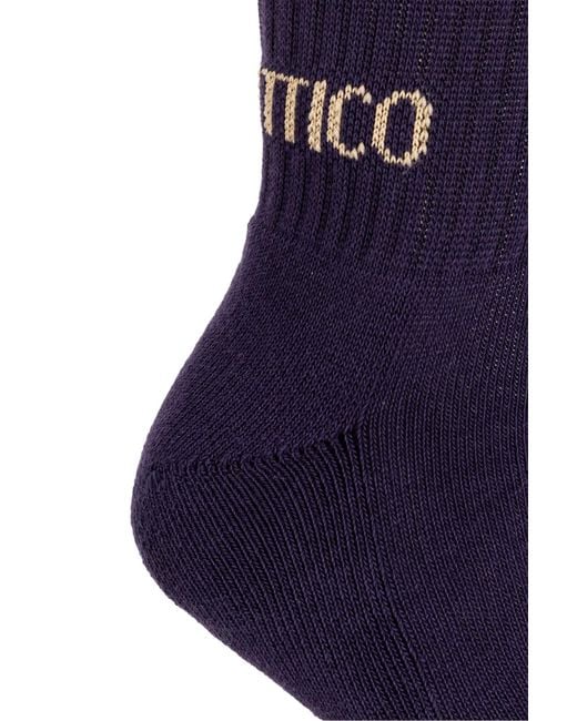 The Attico Blue The Logo Intarsia Socks