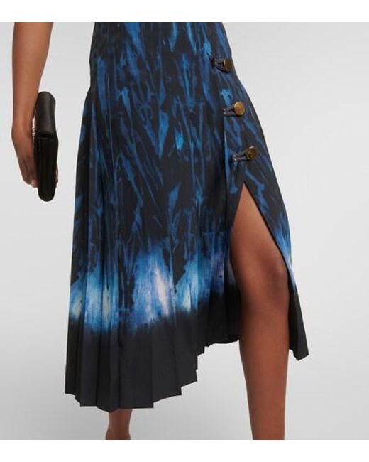 Altuzarra Blue Myrtle Printed Pleated Midi Dress