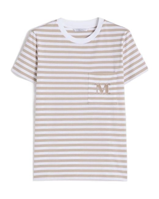 Max Mara White Oboli Logo Embroidered Crewneck T-Shirt