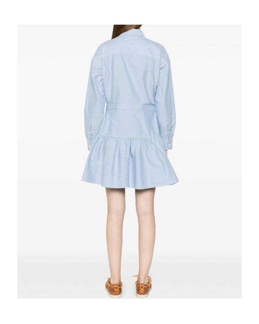 Polo Ralph Lauren Blue Ruffled Hem Shirt Dress