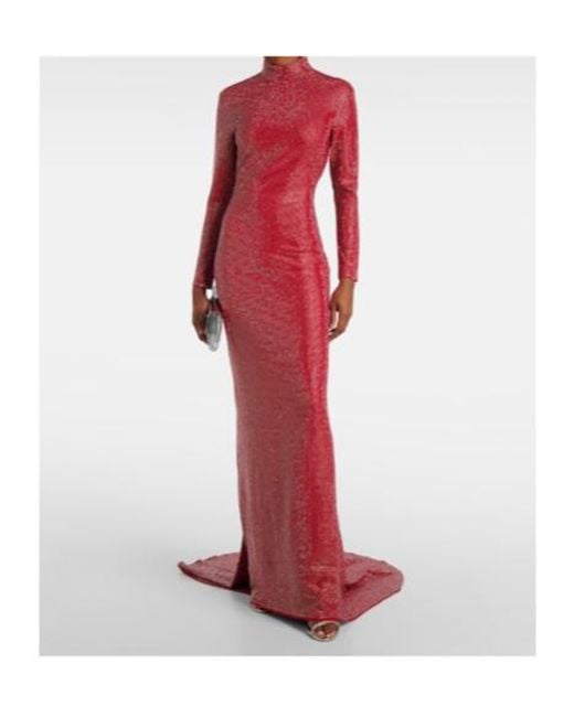 Solace London Red Vivienne Embellished Gown