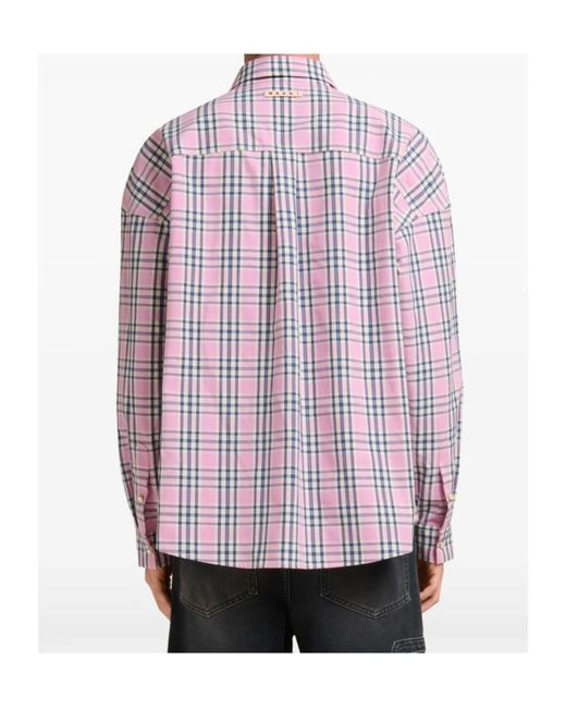 Marni Red Checked-Pattern Ppocket Shirt for men