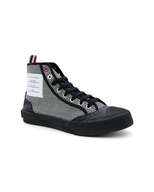 Thom Browne Black Check Round Head Casual Sneakers