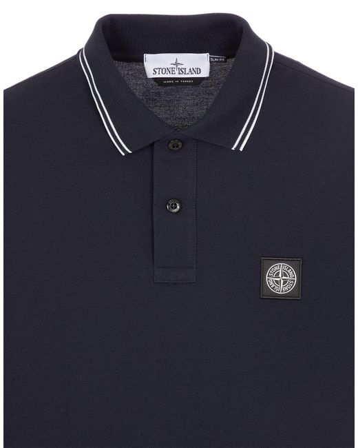 Stone Island Blue Polo Shirt Cotton, Elastane for men