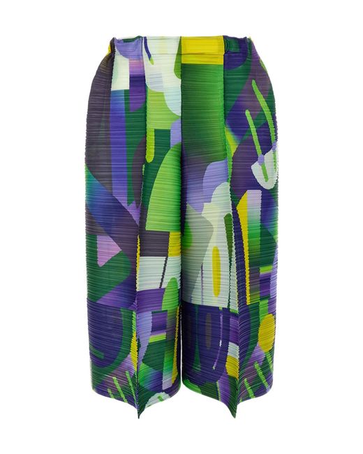 Pleats Please Issey Miyake Green Pleats Please Issey Miyake Playground Shorts