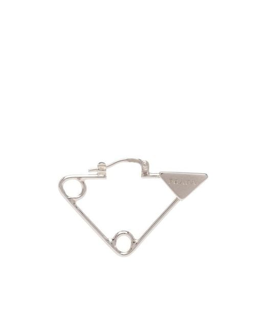 Prada White Symbole Single Earring for men