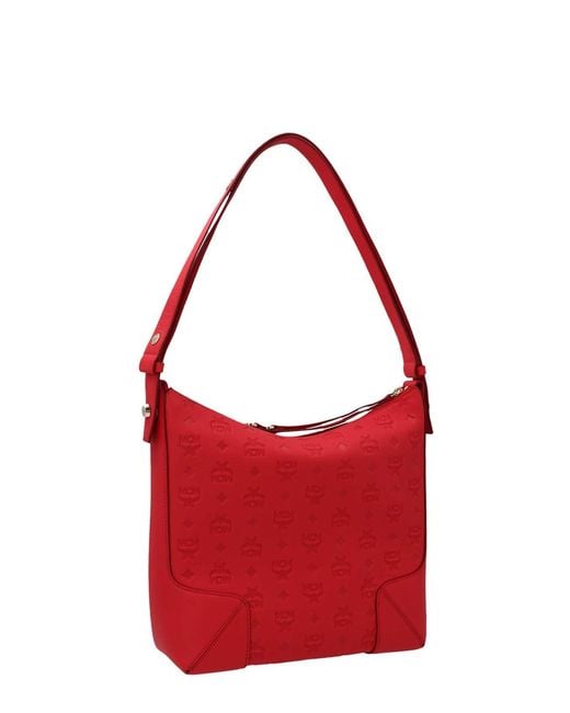MCM Red Klara Medium Shoulder Bag