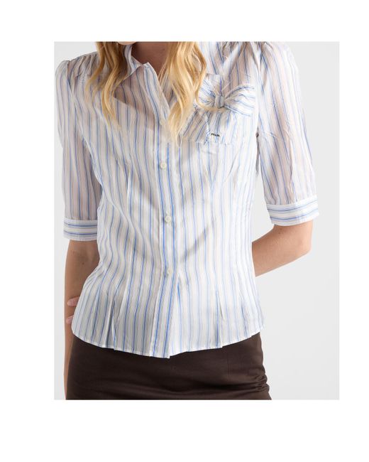 Prada Blue Striped Shirt