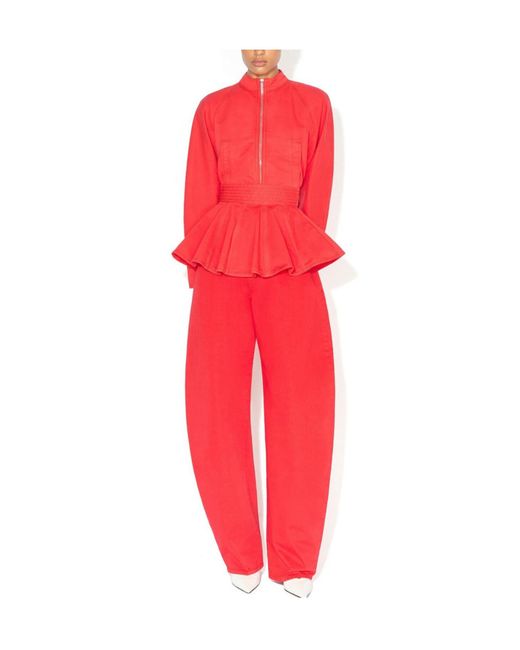 Alaïa Red Cowboy Stand Collar Jacket